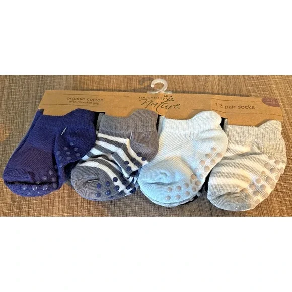 NWT Touched by Nature Organic Cotton 6-12M Baby Socks Anti-Slip Grippers LIMITED - Picture 2 of 3